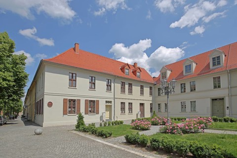 Houses on Bachplatz, Köthen, Saxony-Anhalt, Germany