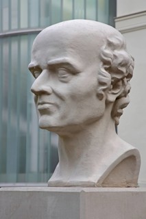Memorial to the physician, doctor and founder of homeopathy Samuel Hahnemann, sculpture, head,