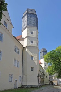Inner courtyard of the baroque castle with museum, Köthen, Saxony-Anhalt, Germany