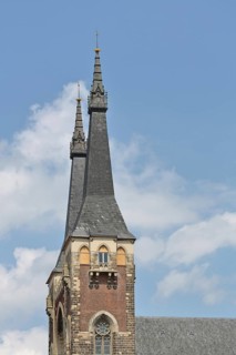 Church towers of the late Gothic St Jacob's Church, Köthen, Saxony-Anhalt, Germany