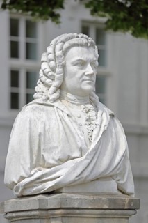 Bach monument, bust, Johann Sebastian Bach, sculpture, inscription, memorial, Bachplatz, Köthen,