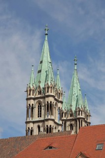 Late Romanesque UNESCO cathedral with twin towers, landmark, St Peter and Paul, cathedral, Saale,