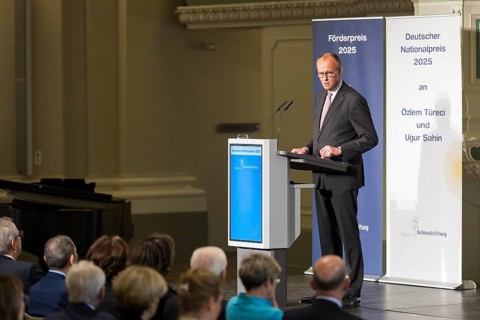 Friedrich Merz (Chancellor of the Federal Republic of Germany) speaks at the presentation of the