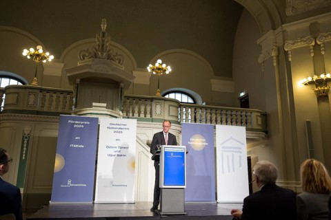 Friedrich Merz (Chancellor of the Federal Republic of Germany) speaks at the presentation of the