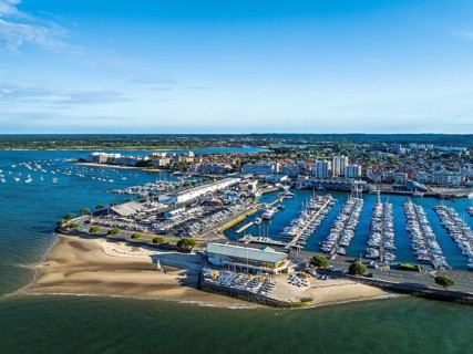 Marina and Beach in Arcachon from a drone, Arcachon, Gironde, France