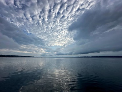Evening mood, many clouds, Lake Starnberg, Bavaria, Germany