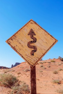 Zjgzag road sign, Monument Valley, Arizona, USA