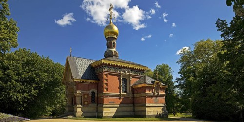 Russian Orthodox Church of All Saints, also known as the Russian Chapel, spa garden, Bad Homburg