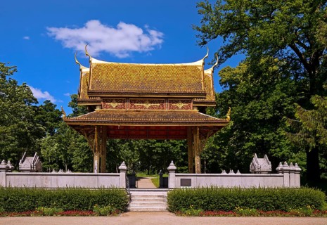 Thai-Sala 1, Thai pagoda in the spa gardens of Bad Homburg vor der Höhe, listed cultural monument,