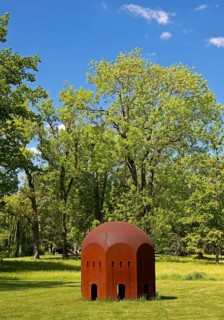 Work of art in the spa gardens of Bad Homburg vor der Höhe, Hesse, Germany