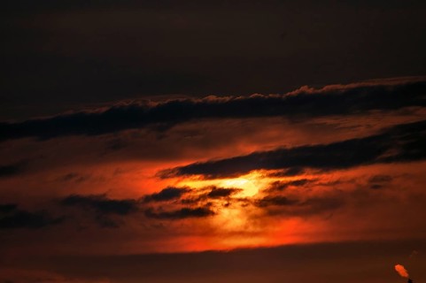 Setting evening sun, rain clouds, Bavaria, Germany