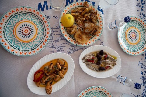Greek meze or appetisers, Pelion peninsula or Pelion, Thessaly, Greece