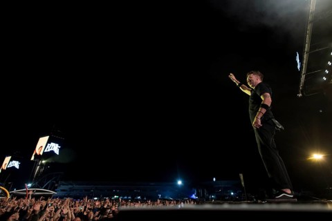 Tim McIlrath, singer of Rise Against at the Rock am Ring Festival on Saturday, Nürburgring race