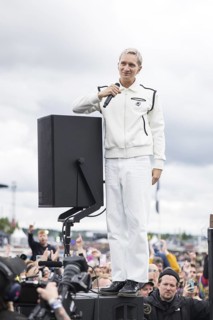 Felix Brummer (Felix Kummer), singer of Kraftklub at a secret gig of the band at the Rock am Ring