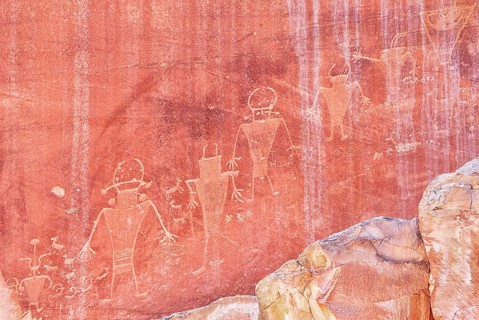 Fremont Indian petroglyphs, Capitol Reef National Park, Utah, USA, North America