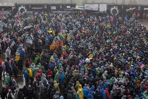 Heavy rain at the Rock am Ring Festival on Saturday, Nürburgring race track race track, 07.06.2025