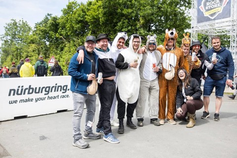 Festival visitors in animal costumes at the Rock am Ring Festival on Friday, Nürburgring race track