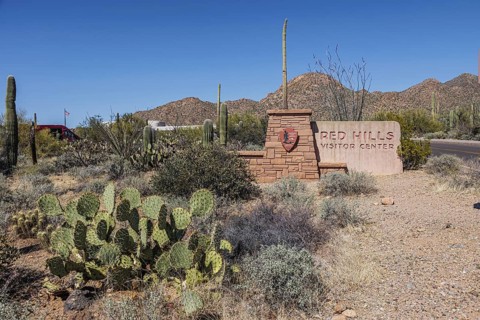 Sign at the Red Hills Visitor Center of the Organ Pipe Cactus National Monument in southern