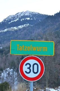 Sign on the mountain road up the Tatzelwurm, Oberaudorf, Bavarian Alps, Upper Bavaria, Bavaria,