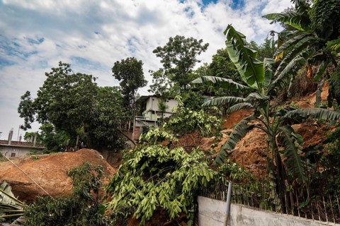 A major landslide, triggered by a heavy downpour, in Guwahati, India, on June 7, 2025. One person