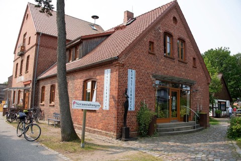 Brick house with gallery and sculpture entrance, Wieck, Mecklenburg-Vorpommern, Germany
