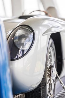 Mercedes-Benz racing car fast transporter from 1955 with 300 SLR racing car. The Mercedes-Benz