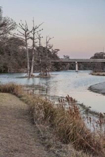 Guadalupe River flowing through Louise Hays Park in Kerrville, Texas, USA