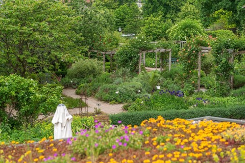 Church and Bible garden of St Crucis Church, Bad Sooden, Allendorf, Allendorf district, symbol of