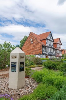Church and Bible garden of St Crucis Church, Bad Sooden, Allendorf, Allendorf district, symbol of