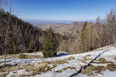 Snow on the Santa Catalina mountainside overlooking the north side of Mt. Lemmon, Arizona, USA