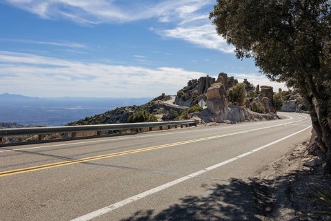 Mt. Lemmon Highway winds up the Santa Catalina Mountains from Tuscon to Mt. Lemmon Arizona, USA