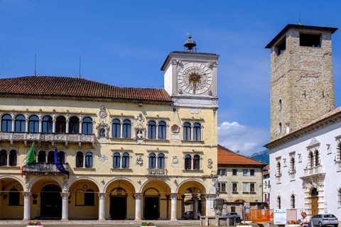 Palazzo dei Rettori, Torre Civica, Piazza Duomo, historic centre, Belluno, Veneto, Italy