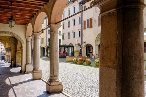 Piazza Mercato, historic city centre, Belluno, Veneto, Italy