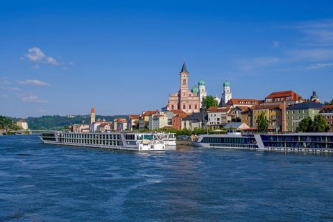 City view, Passau, on the Danube, Lower Bavaria, Bavaria, Germany