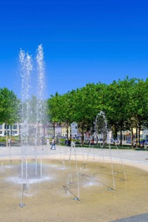 Fountain at the Kleiner Exerzierplatz, Passau, Lower Bavaria, Bavaria, Germany