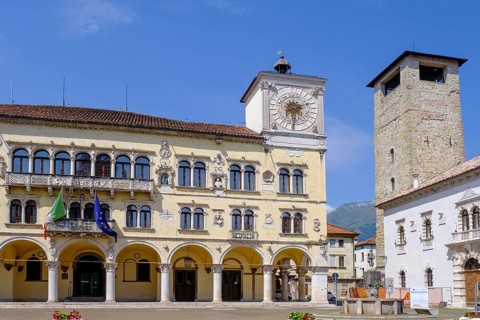 Palazzo dei Rettori, Torre Civica, Piazza Duomo, historic centre, Belluno, Veneto, Italy
