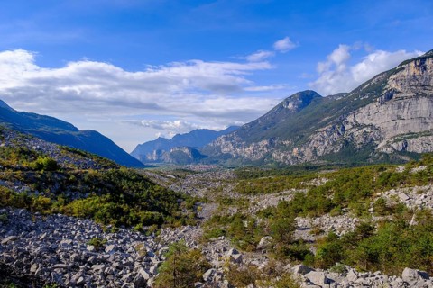 Rockfall area, Marocche di Dro biotope, near Dro, Sarca Valley, Trentino, Italy