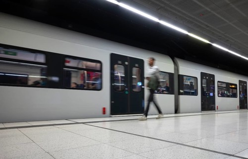 Underground entry S-Bahn, train, Generation 2025, platform, stop, Stadtmitte station, public