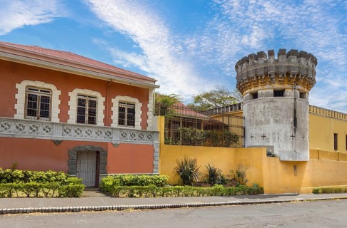 Costa Rica, colorful San Jose streets in historic city center. Caribbean cruise vacation