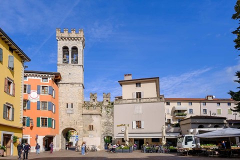 Porta di San Michele, town gate, Piazza Cavour, Riva del Garda, Lake Garda, Trentino, Italy