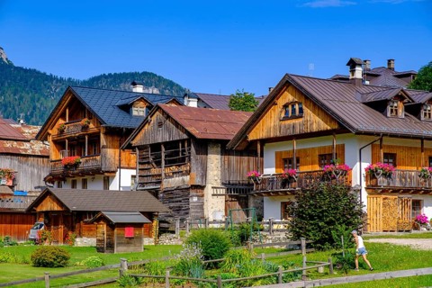 Farms, Palu district, Sappada, Plodn, Carnic Alps, Julian Friuli, Italy