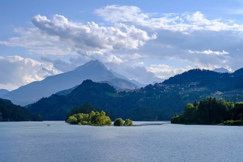 Reservoir, Lago di Centro di Cadore, Pieve di Cadore, Dolomites, Trentino, Italy