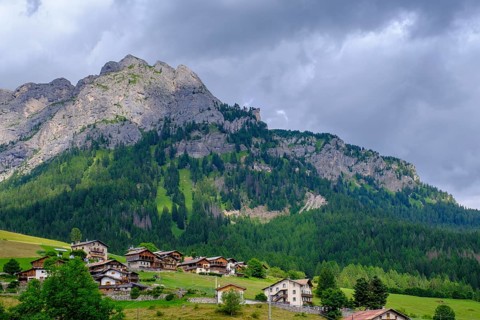 Santa Fosca, with Monte Pelmo, near Selva di Cadore, Dolomites, Trentino, Italy
