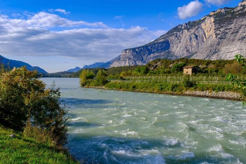 Rimone River, at Lago di Cavedine, Sarca Valley, Trentino, Italy
