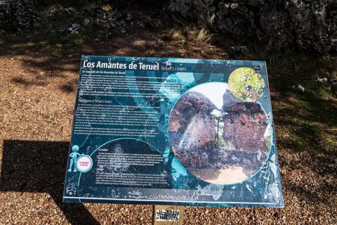 Information board, Ciudad encantada, area of rock formations, nature reserve, Cuenca region, Spain