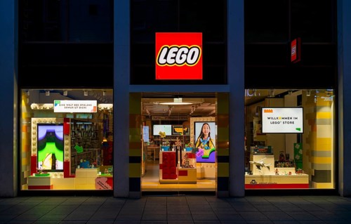 Shop window, Display, LEGO Shop, Store, Logo, Toys, Königsstraße, Stuttgart, Baden-Württemberg,