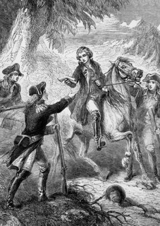 The arrest on 23 September 1780 of Major John Andre, a British army officer who was hanged as a spy