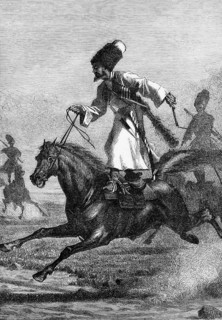 Cossack horsemen, of mixed ethnic origin of Turks, Tatars, Russians, Ukrainians and other peoples