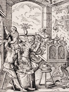 Goldsmith. Reproduction of a woodcut from the 16th century by Jost Amman from the 19th century,