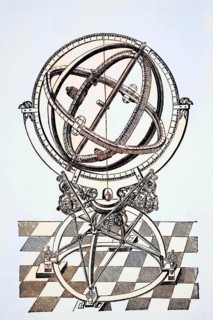 Equatorial rings or circles after copper engraving in the book Tychonis Brahe Astronomiae